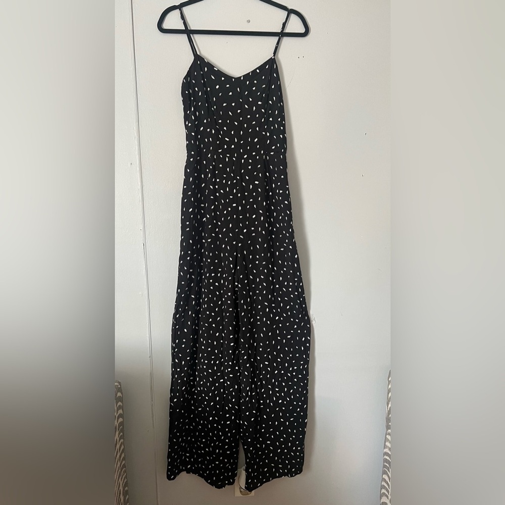 Lulu's Black Jumpsuit with White Dots - Picture 2 of 7
